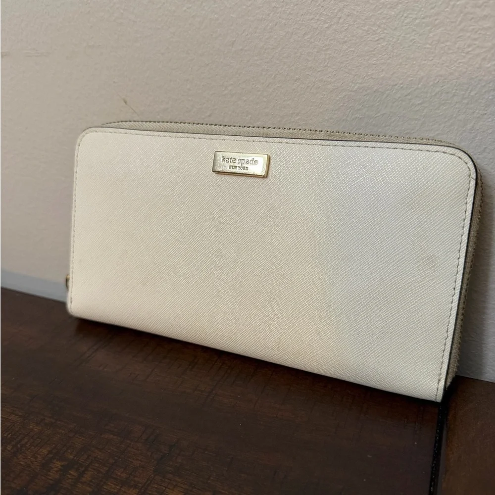 Kate Spade Beige Wallet with Gold Accent